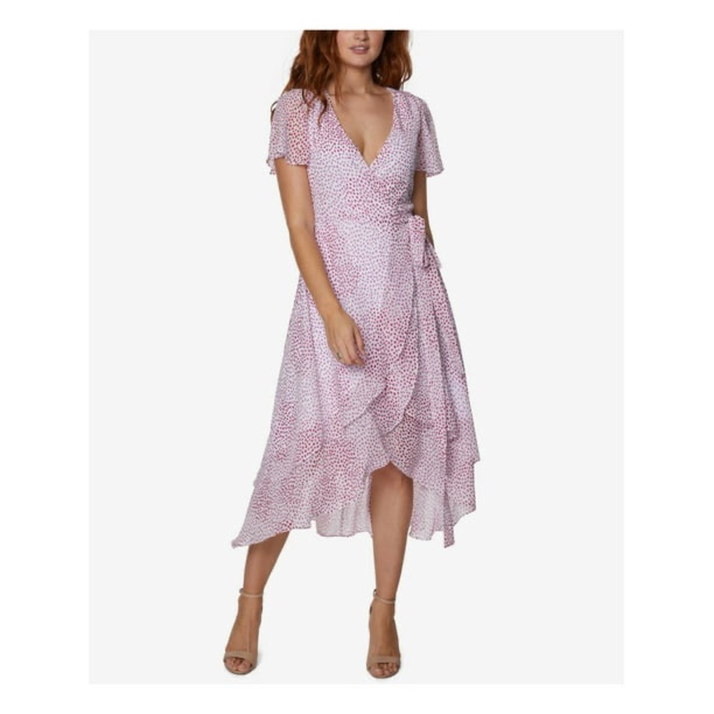 Sage collective Pink and white Sage wrap style dress worn once